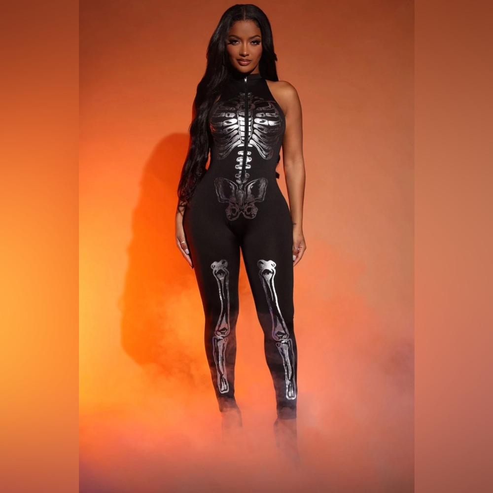 Sexy Skeleton 2 Piece Costume - Black